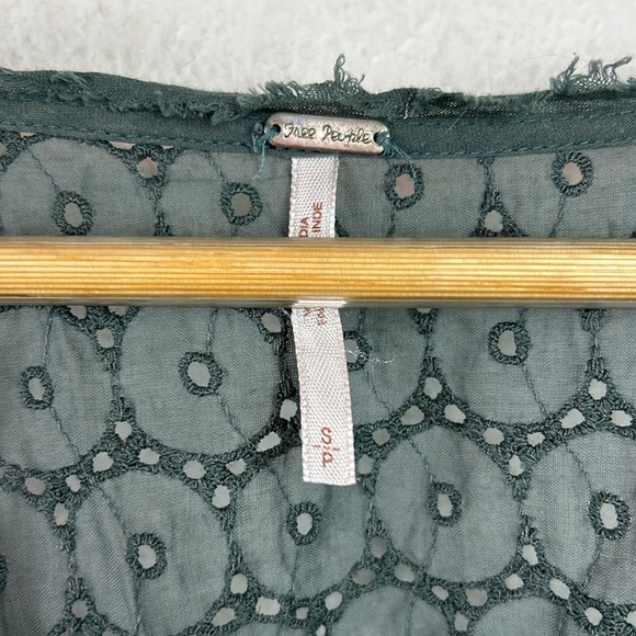 Free People embroidered button dolman sleeve boho top Small - Picture 2 of 7